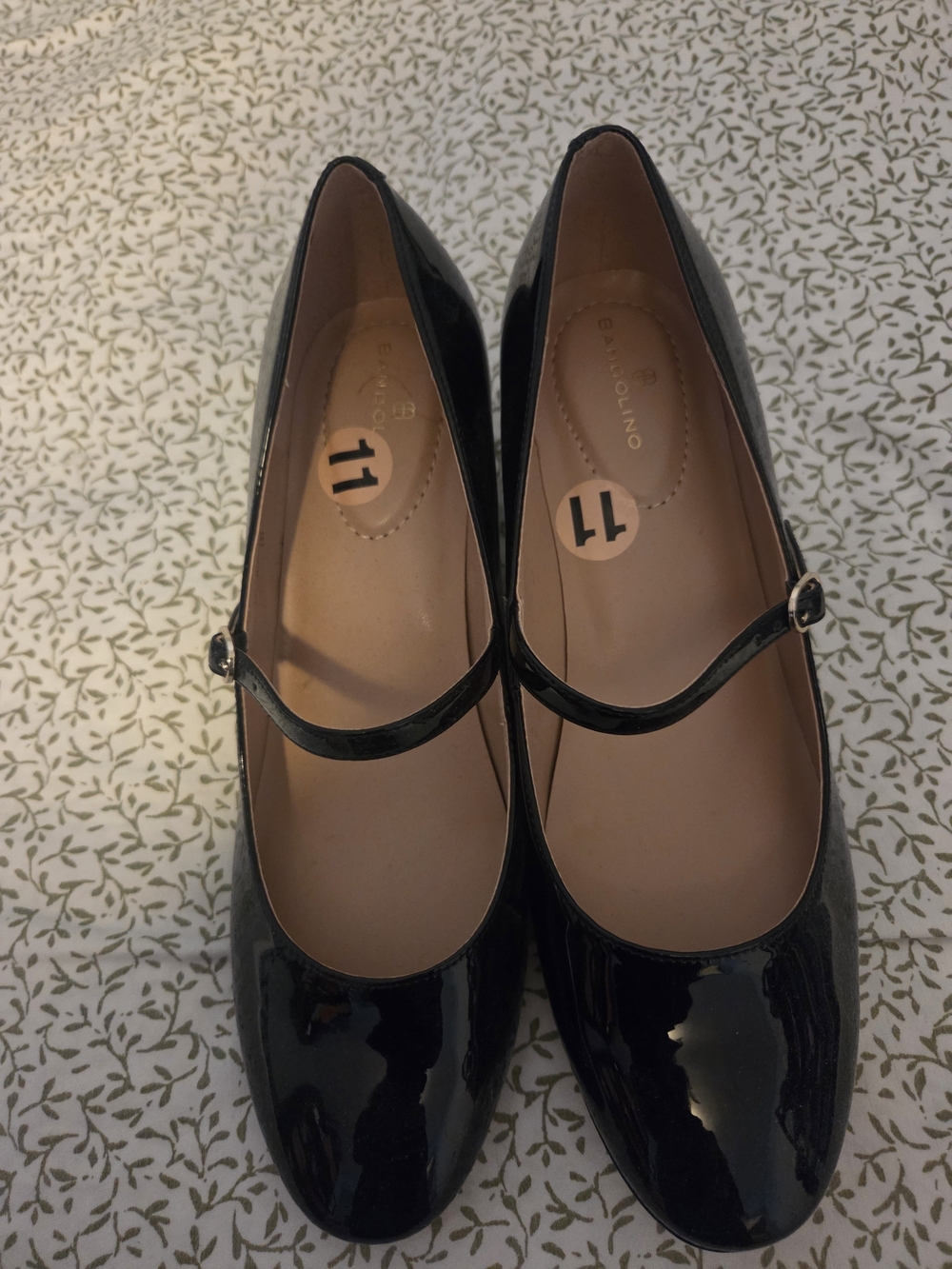 Black Patent Mary Jane Heels with Strap by Bandolino